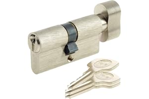 Yale YC500 plus Cylindre de Serrure à Bouton 30x30 mm, 5 Goupilles - Porte Extérieure, Porte intérieure, Porte d'Entrée - 3 Clés, Nickelé