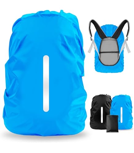 2 Housses Imperméables Pour Sac à Dos 30-40L – Bandes Réfléchissantes, Pliable, Taffetas 190T