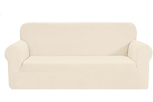 SAMSTEX Stylish Sofa Cover Stretch 1-Piece Sofa Slipcovers High Stretch Sofa Covers 3 Seater Thick Soft Sofa Protector Machine Washable Non Slip Couch Covers (3 Seater, Beige)
