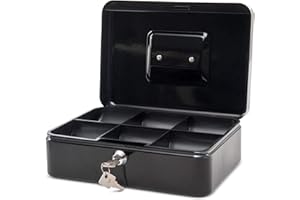 MAUL caisse monnaie en acier 25x18x9cm | Caisse verrouillable | Coffre cash | Insert à monnaie amovible | Caisse avec 2 clés | Idéal comme monnayeur, tirelire, tiroir caisse | Noir