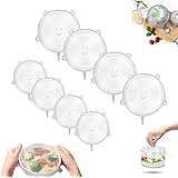 8 Pezzi, Coperchi in Silicone Estensibile, Coperchio in Silicone per Alimenti, Coperchi Riutilizzabili Elastici, per Ciotole,