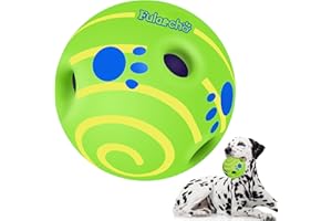 TAUCHGOE Balle Jouet Chien avec Squeak, Ballon pour Chien à Rayures Jaunes sont pour Les Chiens de Taille Moyenne à Grande pour Jouer et Soulager L'ennui Ø14cm