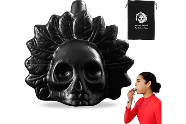 Sifflet de La Mort Aztèque, Hurlant avec Cris Humains Réalistes, Sifflet Azteque de La Mort en Crâne Bronze, Death Whistle pour Halloween Jour Des Morts Cadeau Unique Sifflet de Mort de Crâne