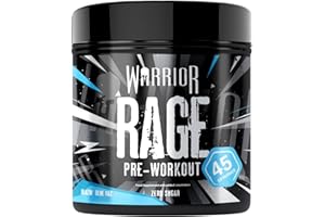 Warrior Rage Pre-Workout Powder, 300 mg Caffeine High Stim Energy Booster with Beta-Alanine, Creatine, BCAAs, Citrulline & AAKG for Focus, Strength & Muscle Pump - Blazin' Blue Raz