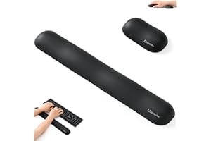 UNIVO COLORS UnivoColors Design-Wave Set of Wrist Rest,Artificial Sheepskin+Memory Foam+Ergonomic+Anti-Slip Gel, Resilience Support During Work and Gaming,Keyboard Accessory,Black