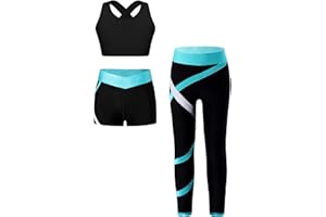 Kvysinly Children's Girls' Sports Suit Set, Tracksuit, Sports Outfit, Jogging Suit, Sporty Vest with Shorts, Leggings, Sportswear, Yoga Workout