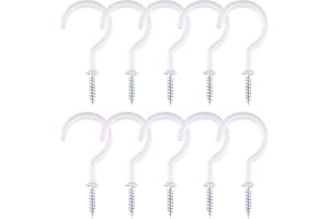 TUPARKA 10 Pcs 2 Pouces Crochets à Visser, Crochets de Plafond à Visser pour Salle De Bains Cuisine Mur Plafond Suspendu, Blanc