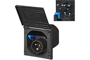 ProPlus Conector de alimentación CEE empotrable, Rectangular, Color Negro