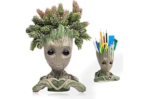 Udream Baby Groot Pot de Fleur - Figurine d'action Marvel de Guardians of The Galaxy pour Plantes et stylos - Parfait comme Cadeau - Je s'appelle BÉBÉ Groot (Forme de Coeur)