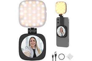NEEWER Basics Lumiere Magnétique Selfie Compatible avec MagSafe iPhone, CRI95 Éclairage LED Rond Pliable pour Téléphone avec Support/Miroir pour Photo Maquillage Zoom Vidéo Conférence, Noir NL48B