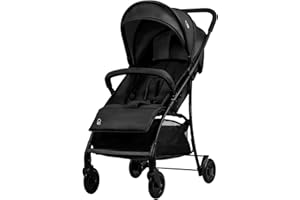 Asalvo Silla de Paseo Ligera MILÁN. Silla de Paseo Respaldo Reclinable. Carrito Bebe con Capota con Ventana y Arnés de 5 Puntos. Silla Bebe SPF50+. Ligera Hasta 15 kg. Color Negro