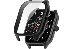 Chofit Etui kompatybilne z Amazfit GTS 4 osłona ekranu, uniwersalne etui ochronne z wbudowaną folią ze szkła hartowanego HD do smartwatcha GTS 4 (czarne)