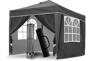 SANHENG Pop Up Gazebo, Pop Up Tent with Weights, Fully Waterproof, All Weather Gazebo ideal for Outdoor Party Camping (3x3m,Grey)