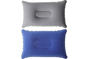 VILAGI Inflatable Pillow, 2Pcs Blow up Pillow, Ultralight Air Camping Pillows Portable Inflatable Pillow for Camping, for Adults Flocked Surface Cushion Neck Support for Travel Hiking Beach Outdoors Fishing
