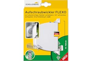 Schellenberg 50153 Aufschraubwickler Flexo aufklappbar und höhenverstellbar, 180° schwenkbar, Gurtbandsystem MINI, Lochabstand 14-15,5 cm (verstellbar), weiß