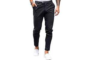 Feziakuk Pantaloni chino da uomo, in cotone, slim fit, in tessuto, casual, elasticizzati, da uomo