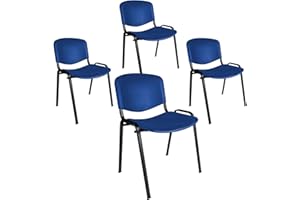 Topsit Lot de 4 chaises Visiteur, chaises de conférence, empilables, avec Assise et Dossier en Plastique