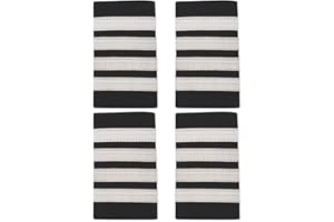 WEBEEDY 2 Paire Barres D'Uniforme Professionnelles Épaulettes de Pilote de Ligne Épaulettes à Quatre Barres avec Rayures en Métal Argenté, Chemises D'Aviateurs de Capitaine Épaulettes Sliders