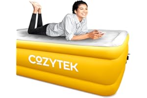 Cozytek Premium Inflatable Mattress Double Air Bed 191x137x46cm. Orange Blow Up Bed Air Mattress with Built in Electric Pump & Airbed Storage Bag Included