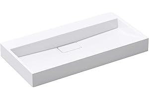 doporro Mineralguss-Waschbecken Colossum19 Aufsatzwaschbecken Hängewaschbecken ohne Armaturenloch Waschtisch inkl. Ablaufgarnitur