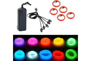 Kmruazre El Wire Neon Tube Lighting 3 Modes, Portable Battery, Flexible Neon Light for Parties, Halloween, Car, Wedding, Bar Decoration(5x1m/3ft, Orange)