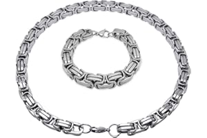 ‎SOULCATS Soul-Cats silberne Königskette für Männer, nur Halskette oder Set mit Armband aus Edelstahl, verschiedene Längen und Stärken