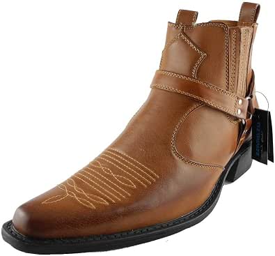 US Brass Men's Eastwood Cowboy Ankle Boots - Tan Western Boots Size 12
