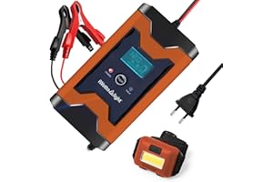 iWotto E light Cargador Baterias Coche - 6A 12V - Fácil de Usar, Completamente Automático con Pantalla Digital Inteligente - Cargador Bateria Coche, Moto, Múltiples Protecciones - AGM,Gel,MF,SLA,VRLA