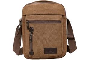 Vohoney Herren-Schultertaschen Umhängetasche Herrentasche Klein Crossbody Bag Handtasche Tasche Umhängen Messenger Bag Handgelenktasche Canvas Vintage Shoulder Bag(Braun Canvas Umhängetasche)