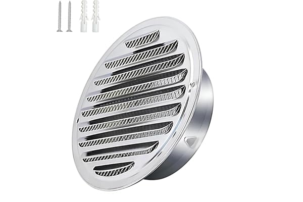 Qrity Acier Inoxydable Rond Grille de Ventilation de Tuyau D'échappement 150mm, Capot de Sortie D'air, Grille D'évacuation D'air Ronde, Hotte de Désenfumage Avec Moustiquaire