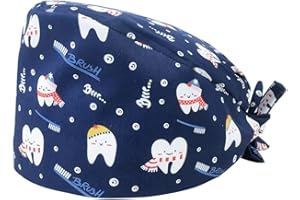 AELIN Calot Chirurgien dentiste – Calot de bloc - 100% Coton - Calot Médical Innovant et Confortable - Motifs dentaire (Bleu marine)