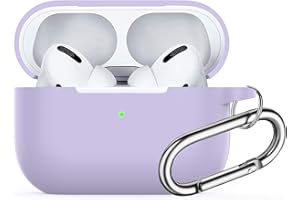Custodia per AirPods Pro,Watruer Soft Silicone Skin Cover Custodia protettiva antiurto con portachiavi per Apple Airpods Pro 2019 (LED anteriore visibile) -Viola