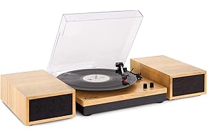 Fenton RP165L Platine Vinyle Bluetooth avec 2 Haut-Parleurs Stéréo - Bois Clair, Lecture 33, 45 et 78 Tours, Système HiFi, RCA, Une Platine rétro Idéale pour Décorer et Écouter Vos Vinyles