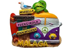 MUYU CRAFT Calamita da frigorifero 3D Malaga Spagna souvenir da viaggio decorazione per frigorifero in resina dipinta a mano collezione artigianale