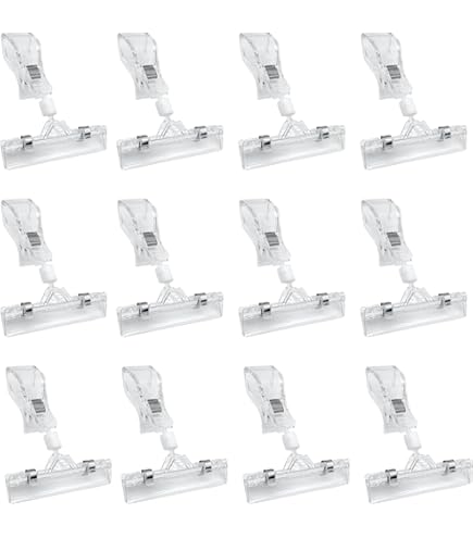 Etichette Prezzi Per Negozio 30 Pezzi Porta Cartellini Prezzi, Segno Esposizione Clip Label Holders Plastica Ruotabile Prezzo Per Esporre Appunti, Chiaro Plastica Girevole Segno Clip Porta Avvisi Da Tavolo
