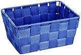 WENKO 20358100 Aufbewahrungskorb Adria Mini Blau - Badkorb, rechteckig, Kunststoff-Geflecht, Polypropylen, 19 x 9 x 14 cm