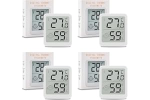 Wepai Lot Thermometre Interieur Maison, LCD Mini Digital Thermomètre avec Hygromètre, Mesure de Précision Murale pour Chambre Bébé, Culture et Cave, Blanc,4 Pièce