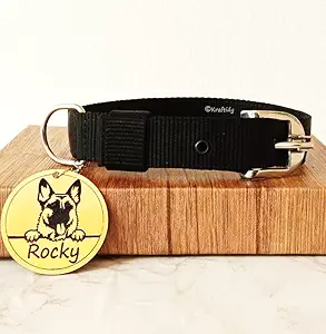 Kraftidy Dog Collar Belt with Name tag id Customized for Large , Medium Dogs or Small Puppies Neck Collar with Personalized Dog Name (Black) (Small)