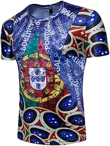 YAKOO Men and Women General 3D Pattern Printing T-Shirt Short Sleeve Leisure Sports Outdoor 2018 World Cup Portugal Football Team Theme T-Shirt,T - Shirt,XXL