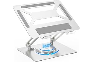 Support Ordinateur Portable avec Base Rotative à 360°, BoYata Support Ergonomique Réglable pour Ordinateur Portable pour Bureau, Compatible avec MacBook Pro/Air, Ordinateurs Portables jusqu'à 17"