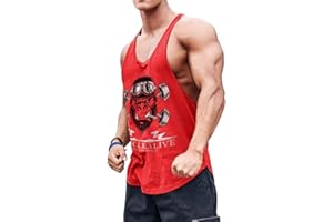MUSCLE ALIVE Men Gym Bodybuilding Tank Top Stringer Vest Fitness Workout Sportswear Cotton