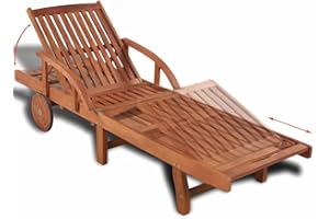 Fesjoy Tumbona Reclinación Ajustable Tumbona de Madera Silla de jardín Tumbona de Madera Maciza para Patio Silla de Playa Muebles para Sauna de Piscina 200 x 68 x 30-83 cm (L x W x H)