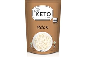 Keto Chef Thick Instant Udon Noodles (Pack of 6, 270g)- Konjac Vegan Noodle, Zero Fat, Sugar & Carb, Shirataki, Made from Free-from Flour, Healthy Low Calorie Food, Ready to Eat