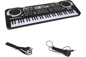 VACANON 61 Key Electronic Keyboard Piano, Portable Music Piano Educational Learning Toys with Microphone Built- in Speaker Birthday Gifts for Boys Girls Age 3-6