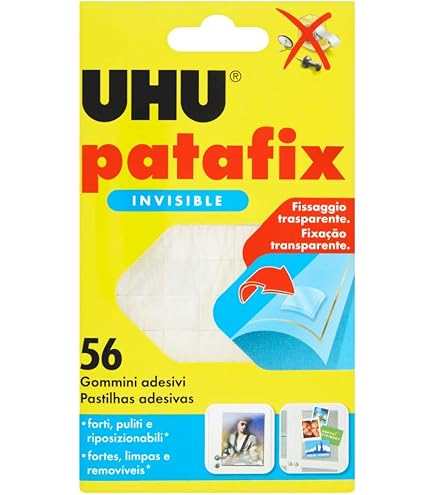 UHU Patafix Lot De 30 Bandes - Pâte Adhésive Repositionnable Blanche, Pour Fixation Sans Trace