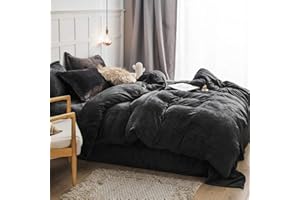 ‎OMELA Omela Warm Fleece Winter Bettwäsche 155x220 Dunkelgrau Cashmere Touch Plüsch Bettbezug mit Kopfkissenbezug 80x80 cm 2 Teilig Flauschig Coral Fleece Microfaser Winterbettwäsche Set Reißverschluss