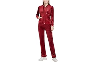 Woolicity Womens Sweatsuits Set Velour Tracksuit 2 Piece Outfits Set Zip Up Hoodies and Pants Sportswear Jogging Set