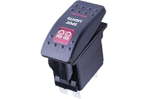 Mintice Vehículo 12V 20A LED Rojo Interruptor de Palanca Basculante Luz Impermeable Interruptor de Botón Pulsador Conmutador Coche 5 Pines Light