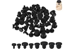 YAYNO 80 Pièces Bouchon de Trou en Silicone de 8 Tailles 4-9.5mm Bouchon de Bouteille en Silicone Rond en Caoutchouc Noir Étanche Bouchons en Caoutchouc de silicone T Type Negra pour Bouteilles,Tuyaux