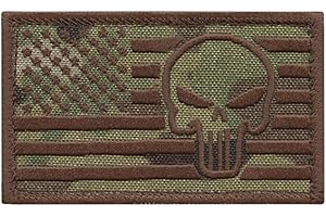 LEGEEON USA Flag Punisher Multicam OCP Stars And Stripes 2x3.25 Army Morale Tactical Hook Patch